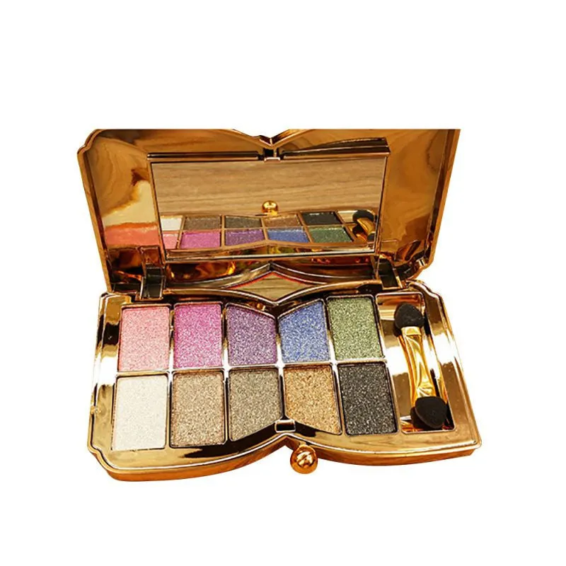 10 Colors Diamond Glitter Eyeshadow Eye Shadow Palette Makeup Cosmetic Brush Set Tools Paleta De Maquiagem PY2 SM6