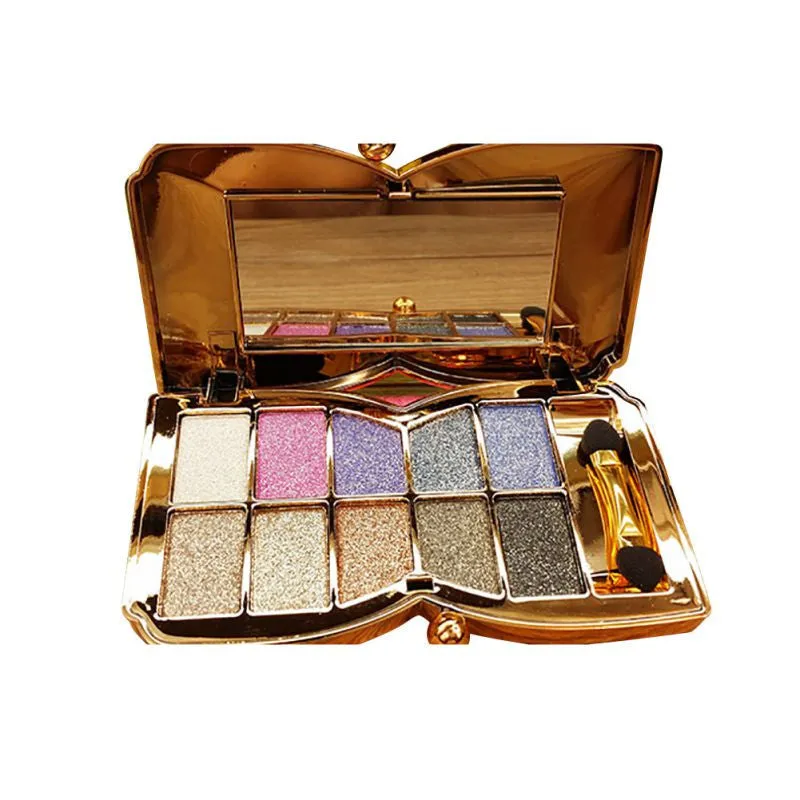 10 Colors Diamond Glitter Eyeshadow Eye Shadow Palette Makeup Cosmetic Brush Set Tools Paleta De Maquiagem PY2 SM6