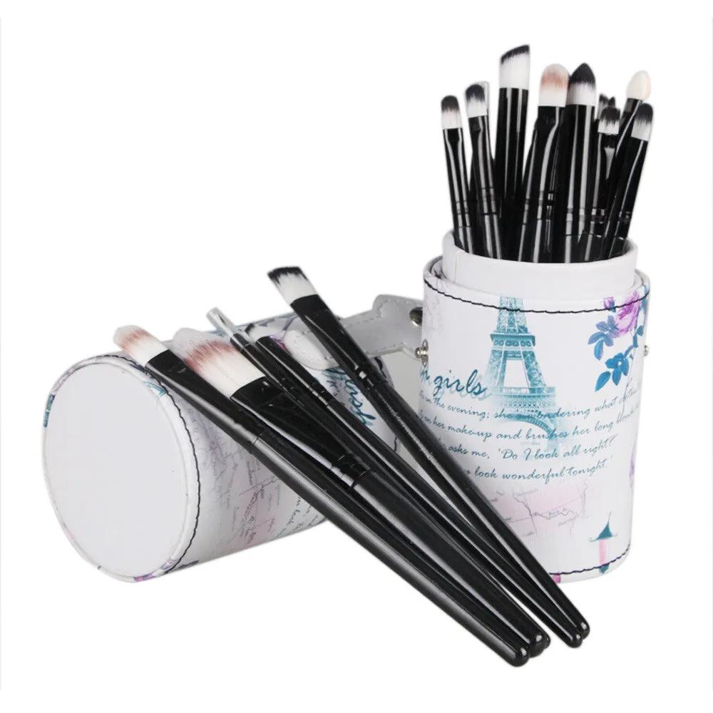 20pcs pro makeup brushes + Leather Cup Holder Case for Brush Powder Foundation Blending Concealer Cosmetic Tools