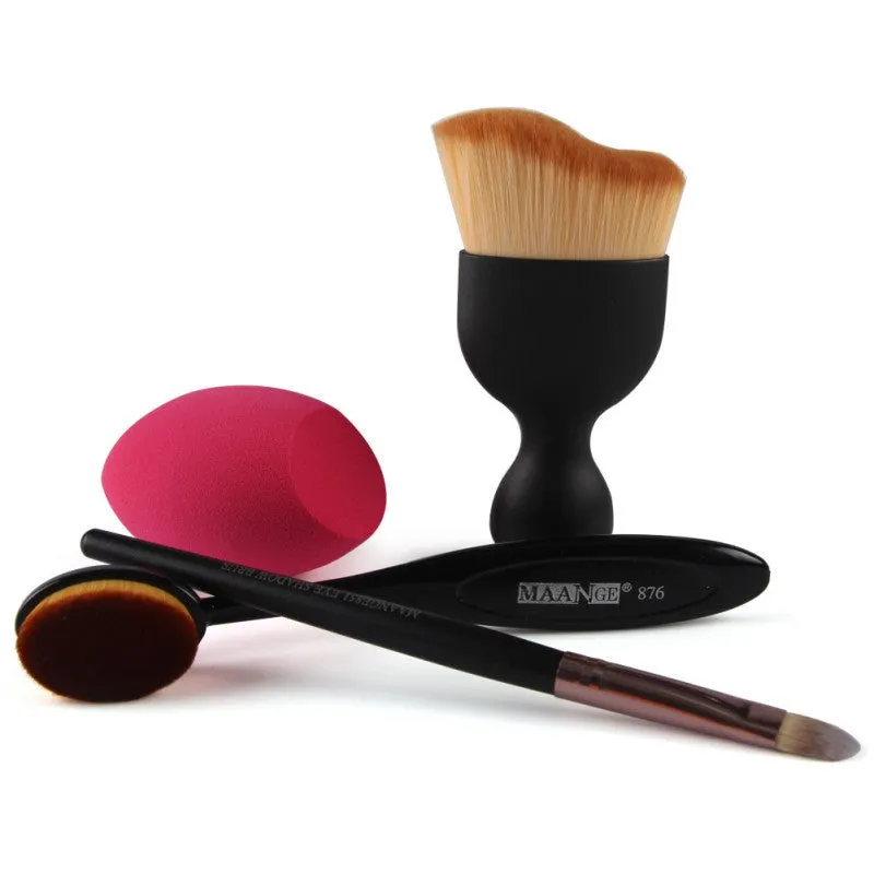 4pcs MAANGE Contour Foundation Brush Kit Makeup Brushes Cosmetic S Shape Cream Powder Blush Makeup Brush Set SM6