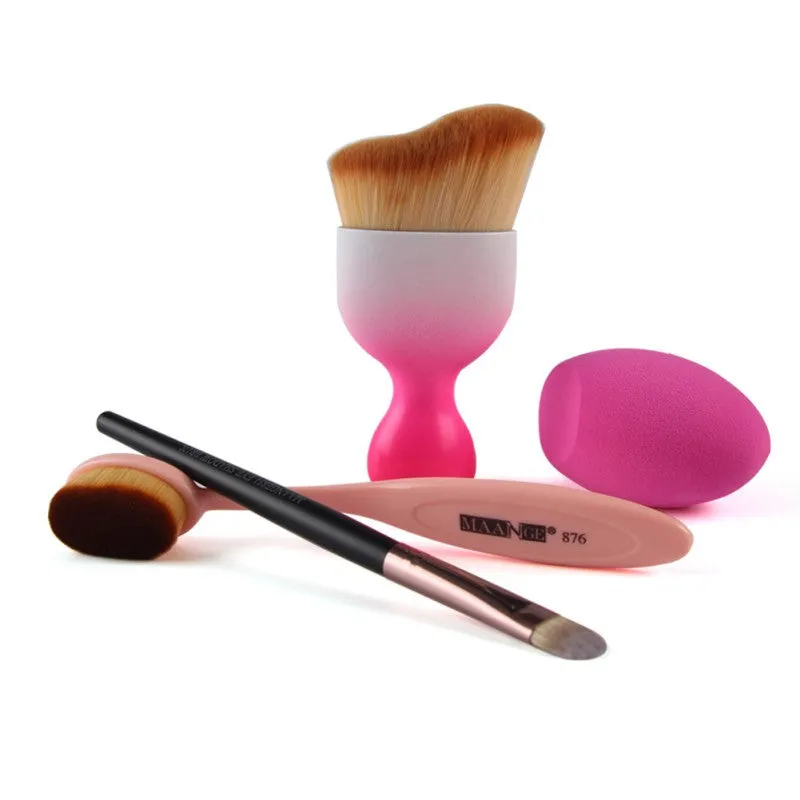 4pcs MAANGE Contour Foundation Brush Kit Makeup Brushes Cosmetic S Shape Cream Powder Blush Makeup Brush Set SM6