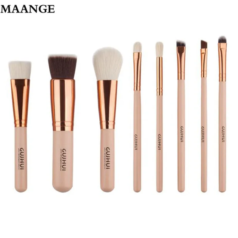 8pcs Cosmetic Makeup Brushes Pro Eyeshadow eyebrows eyelashes Cosmetic Powder Foundation Concealer Brushes Kit + Brush box