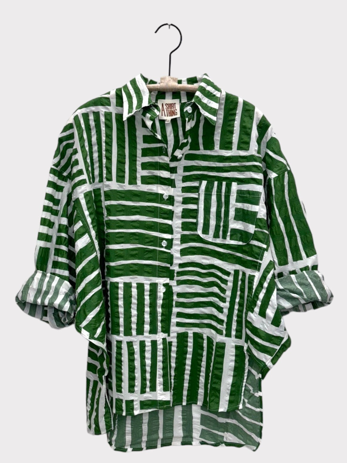 A Shirt Thing Sammy Shirt Block Stripe Kelly Green