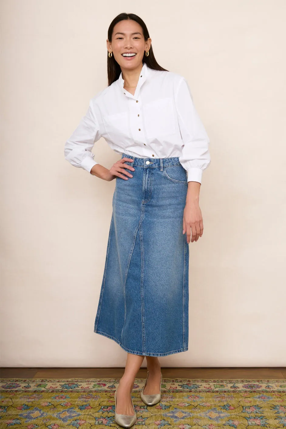 Amelie Panelled Skirt - Denim