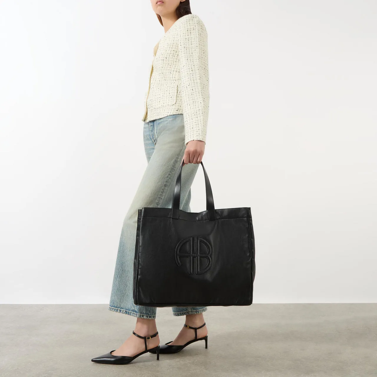 ANINE BING Large Rio Tote Bag - Black Recycled Leather