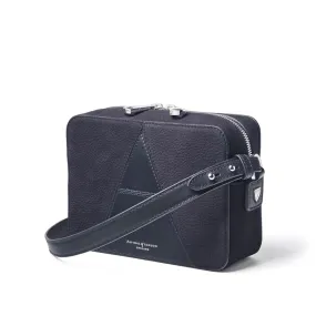 Aspinal of London Navy Blue Leather Camera Leather Crossbody Bag