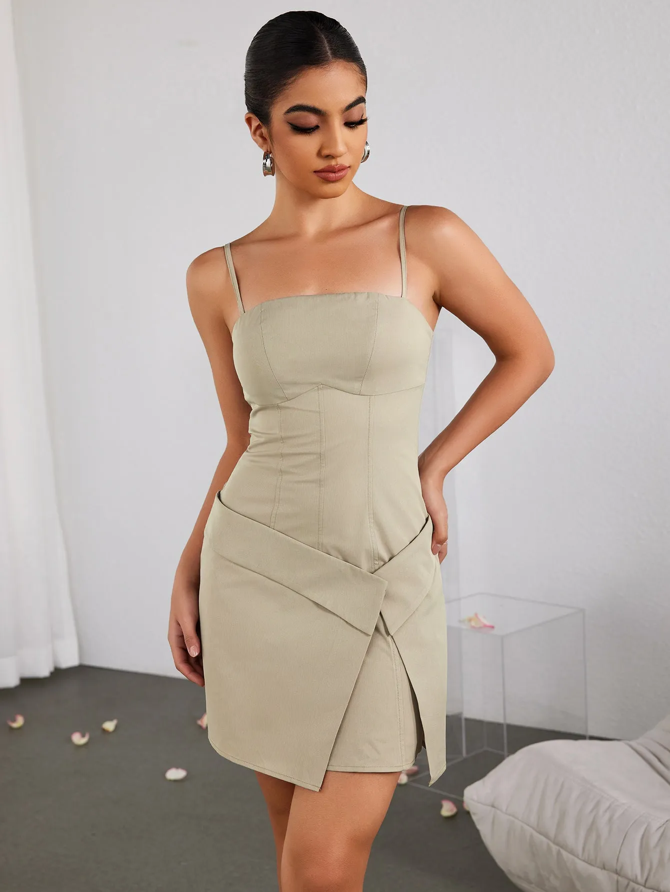 Backless Asymmetrical Hem Mini Dress