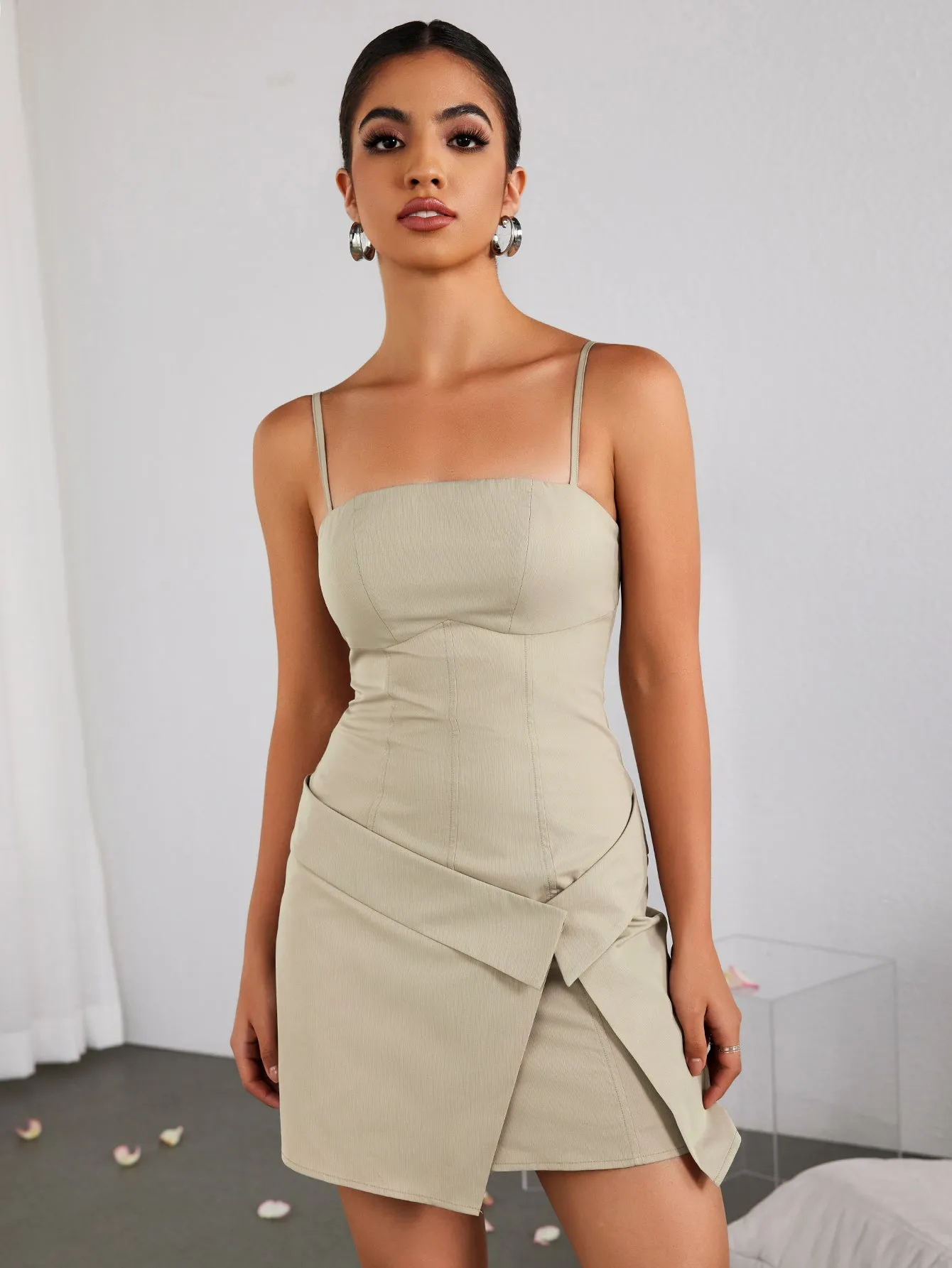 Backless Asymmetrical Hem Mini Dress