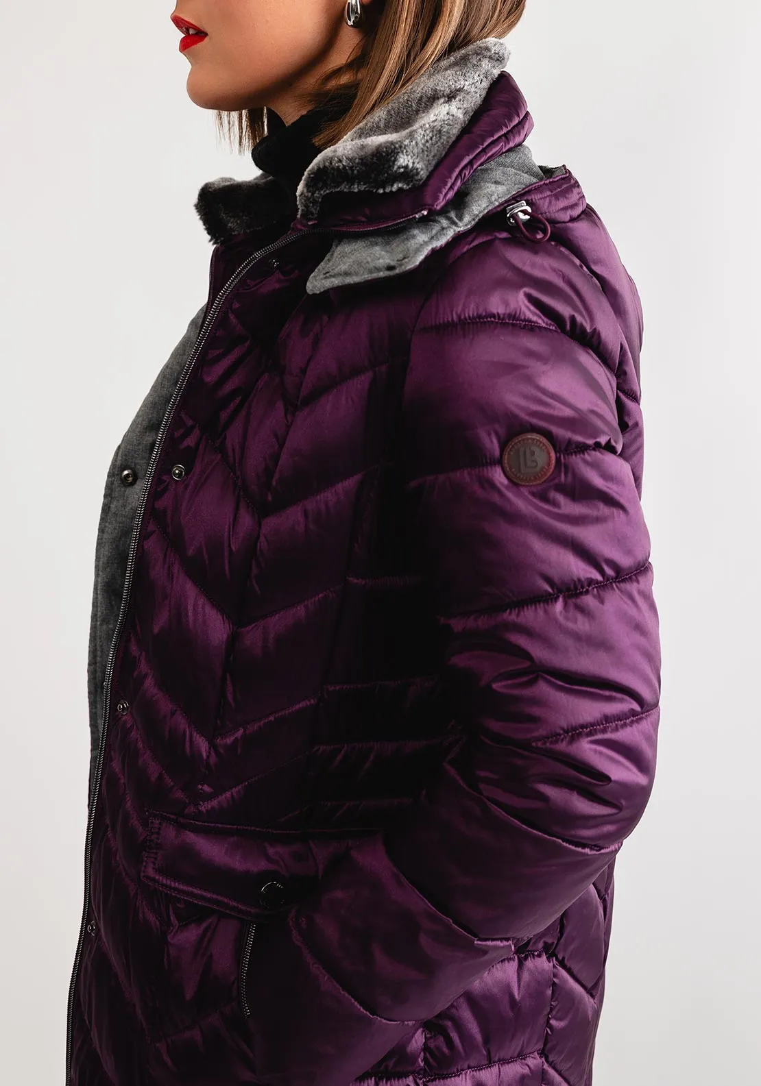 Barbara Lebek Metallic Padded Coat, Purple