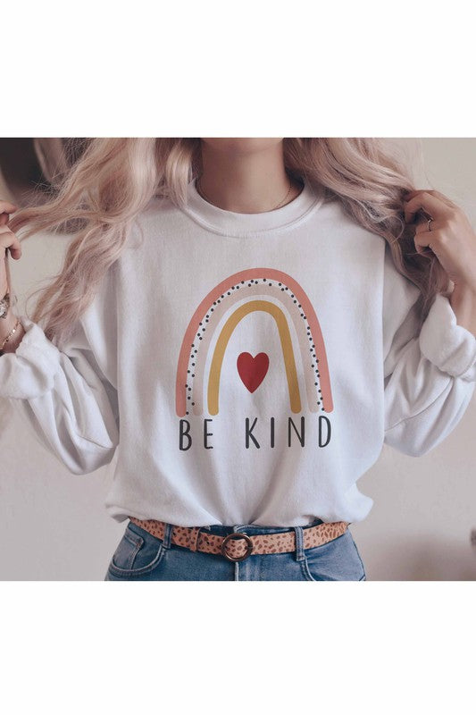 BE KIND RAINBOW GRAPHIC SWEATSHIRT