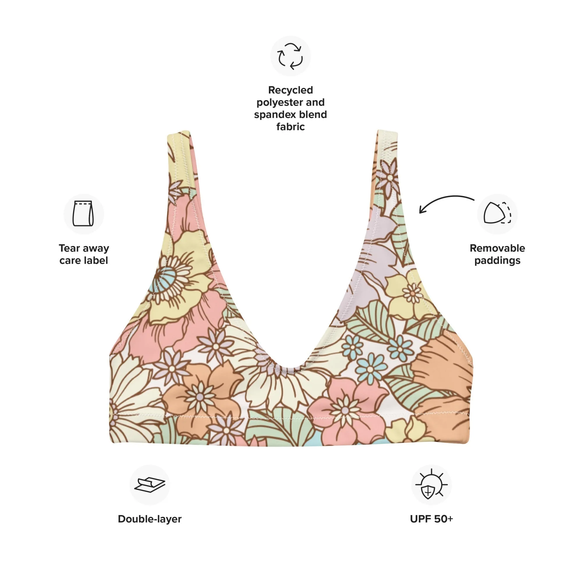 BELLA ECO PADDED BIKINI TOP | SUNSET GARDEN