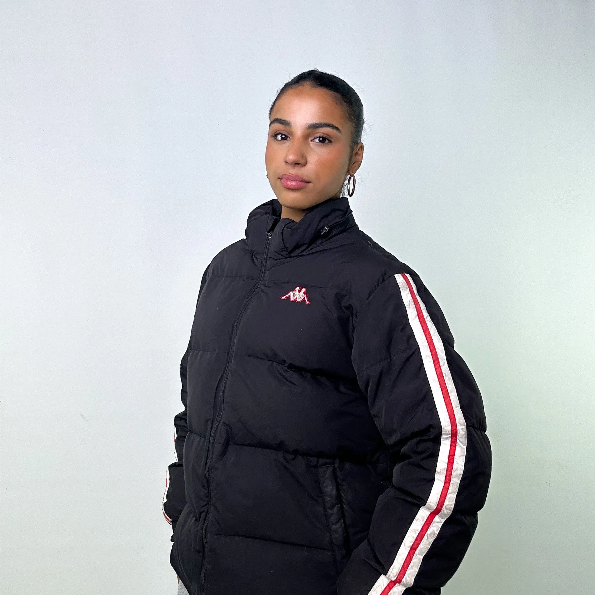 Black 90s Kappa Puffer Jacket Coat (L)