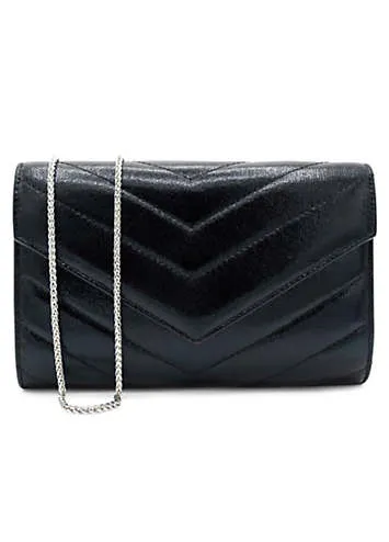 Black Metallic ’Dextra’ Quilted Clutch Bag by Paradox London | Look Again