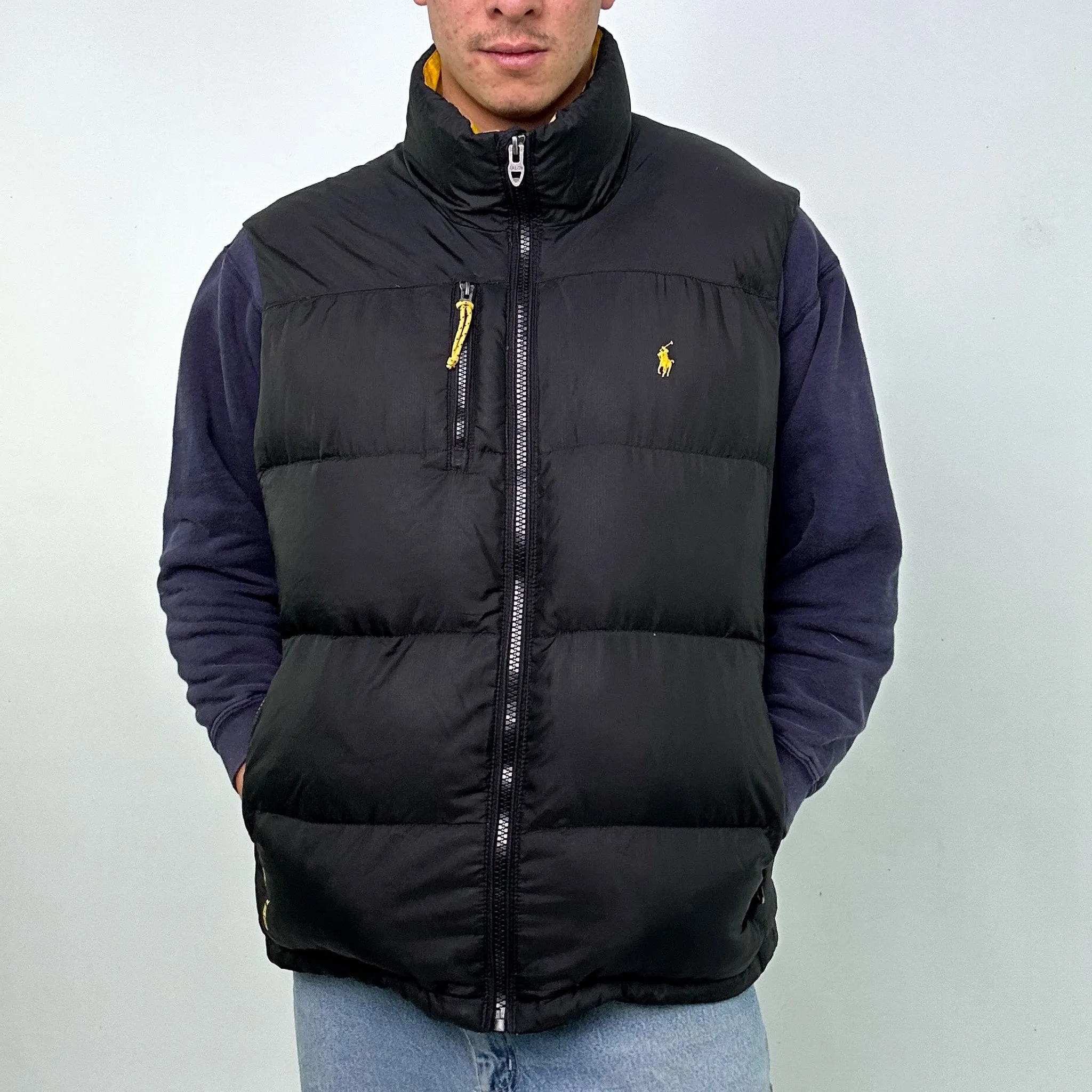 Black y2ks Polo Ralph Lauren Puffer Jacket Coat Gilet (XXL)