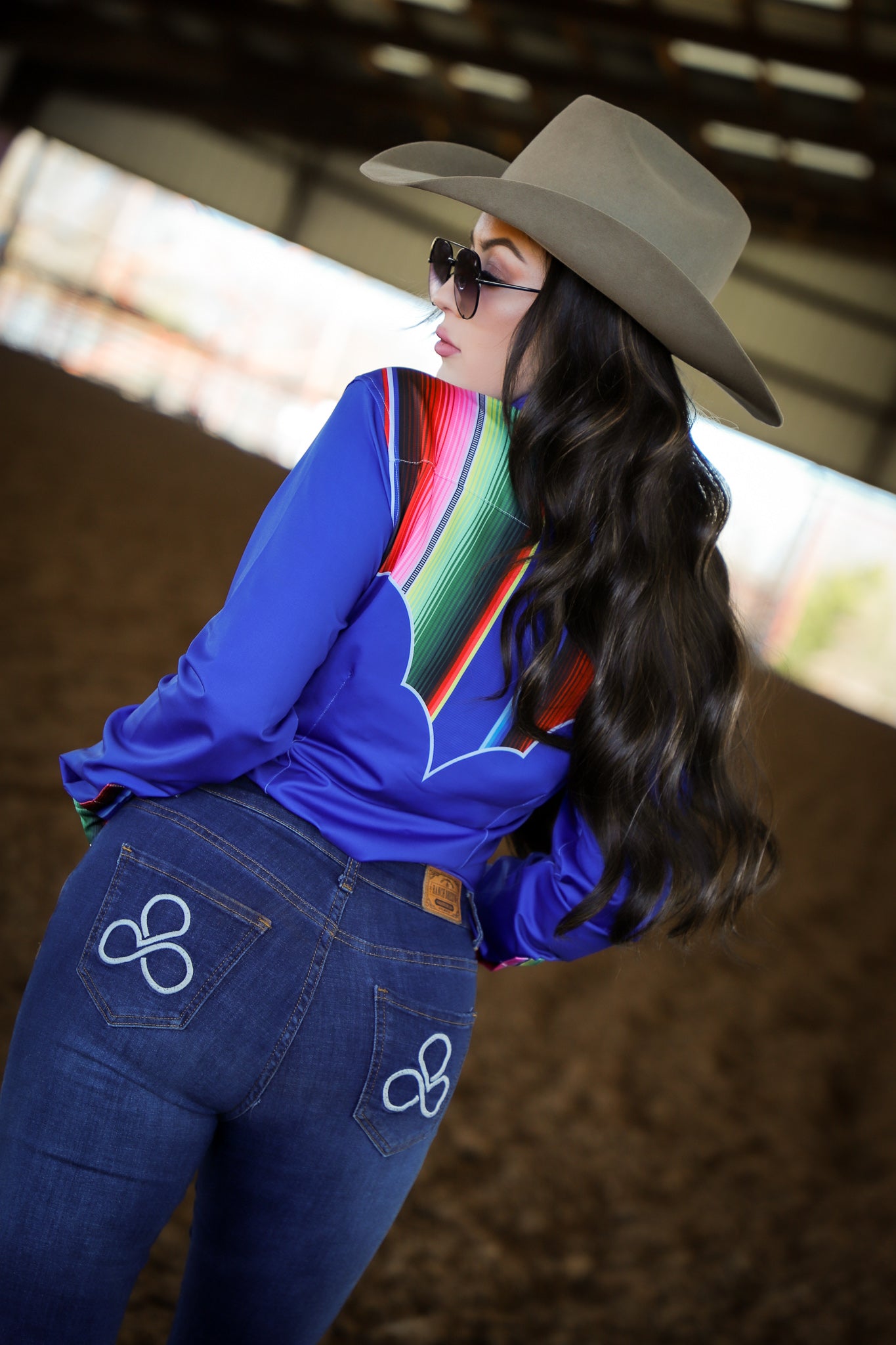 BLUE SERAPE YOKE PERFORMANCE RODEO SHIRT (ADULT)