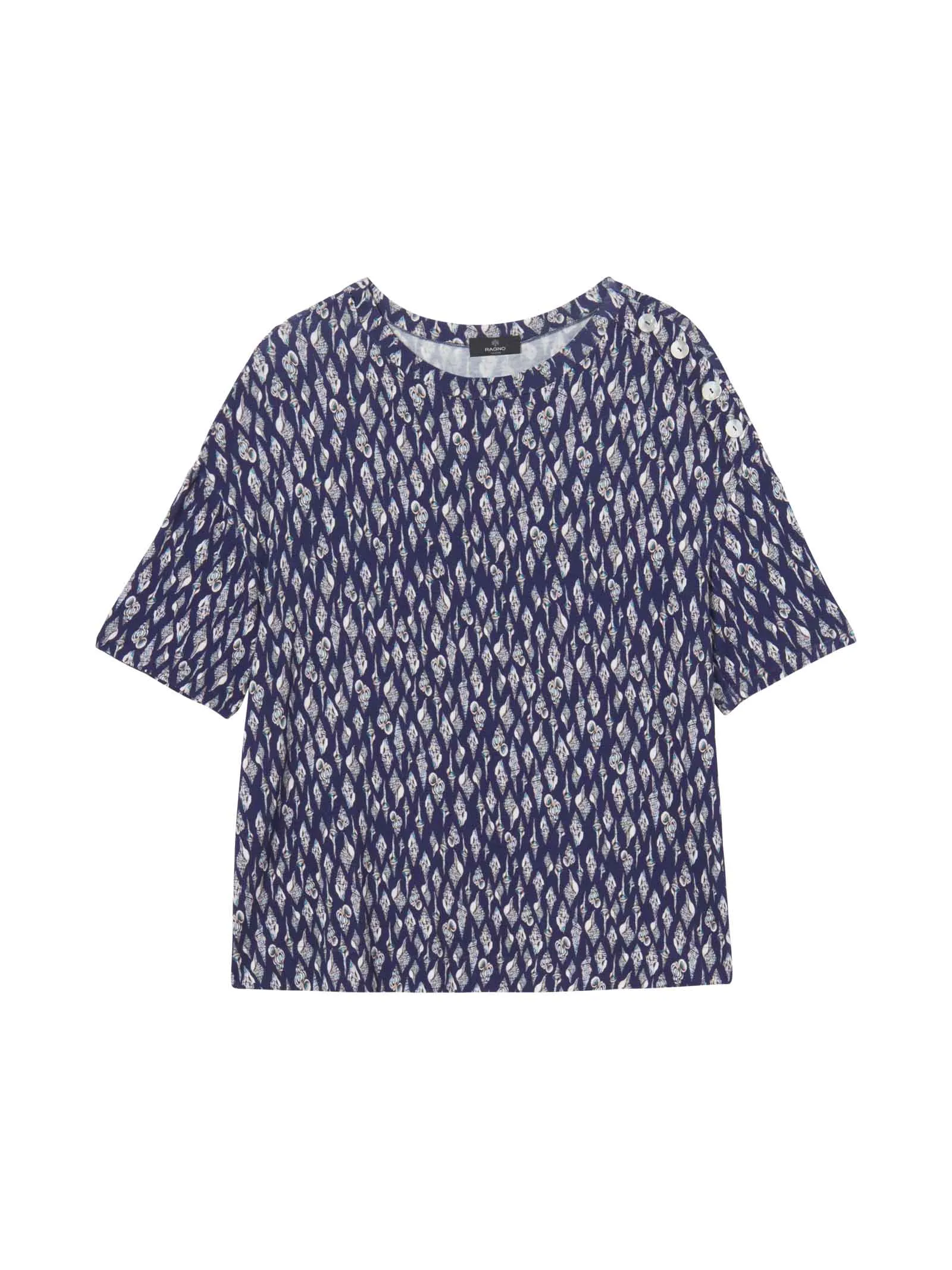 Blusa stampa conchiglie in jersey di viscosa elasticizzata