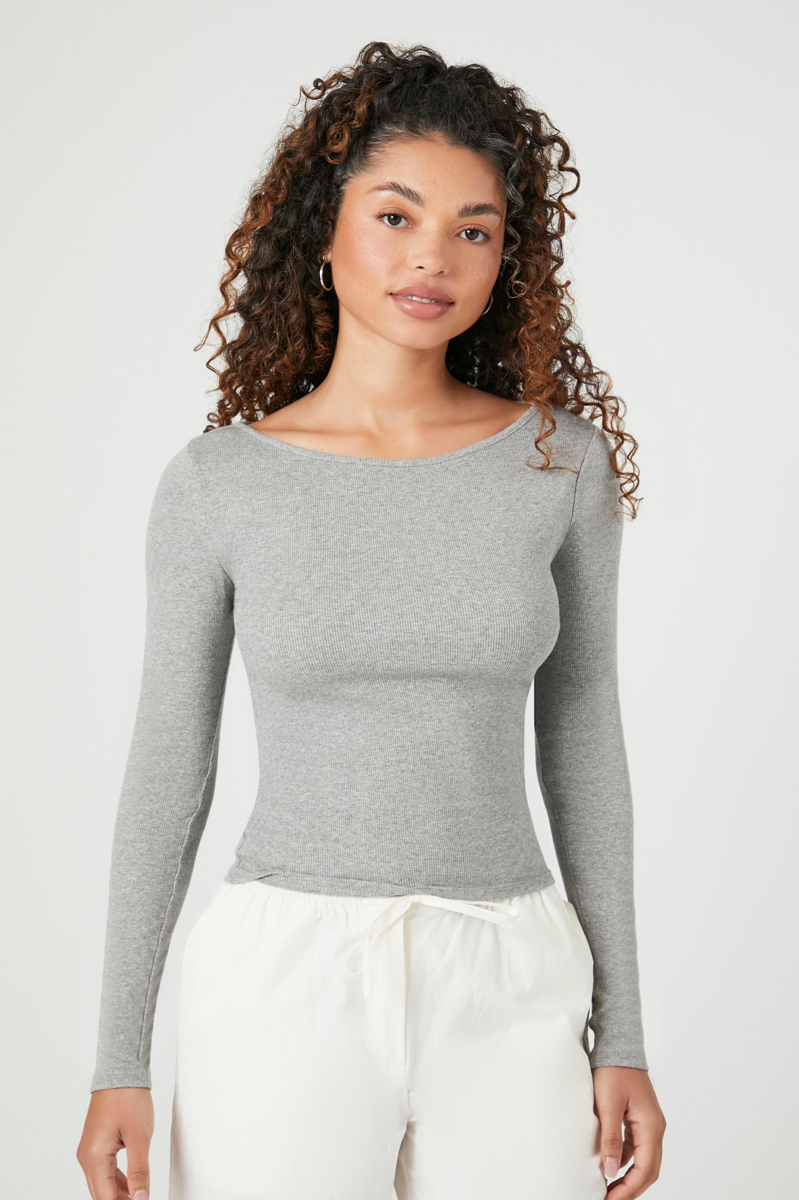 Boat Neck Long-Sleeve Top