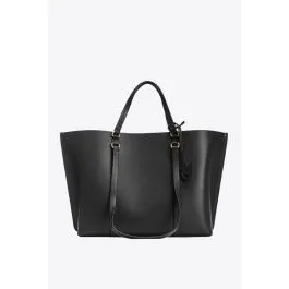 Borsa shopper grande in pelle bottalata donna Nero