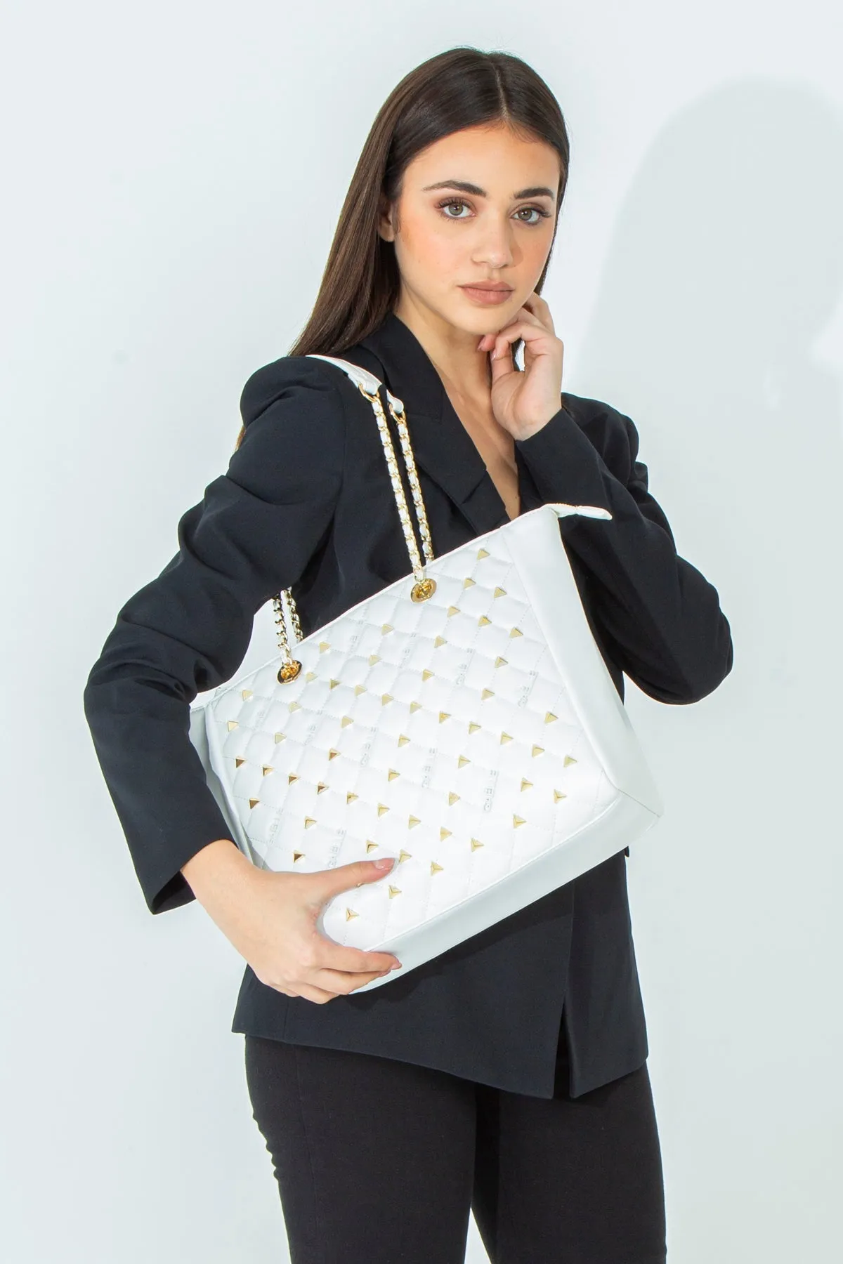 Borsa shopper matelasse in ecopelle