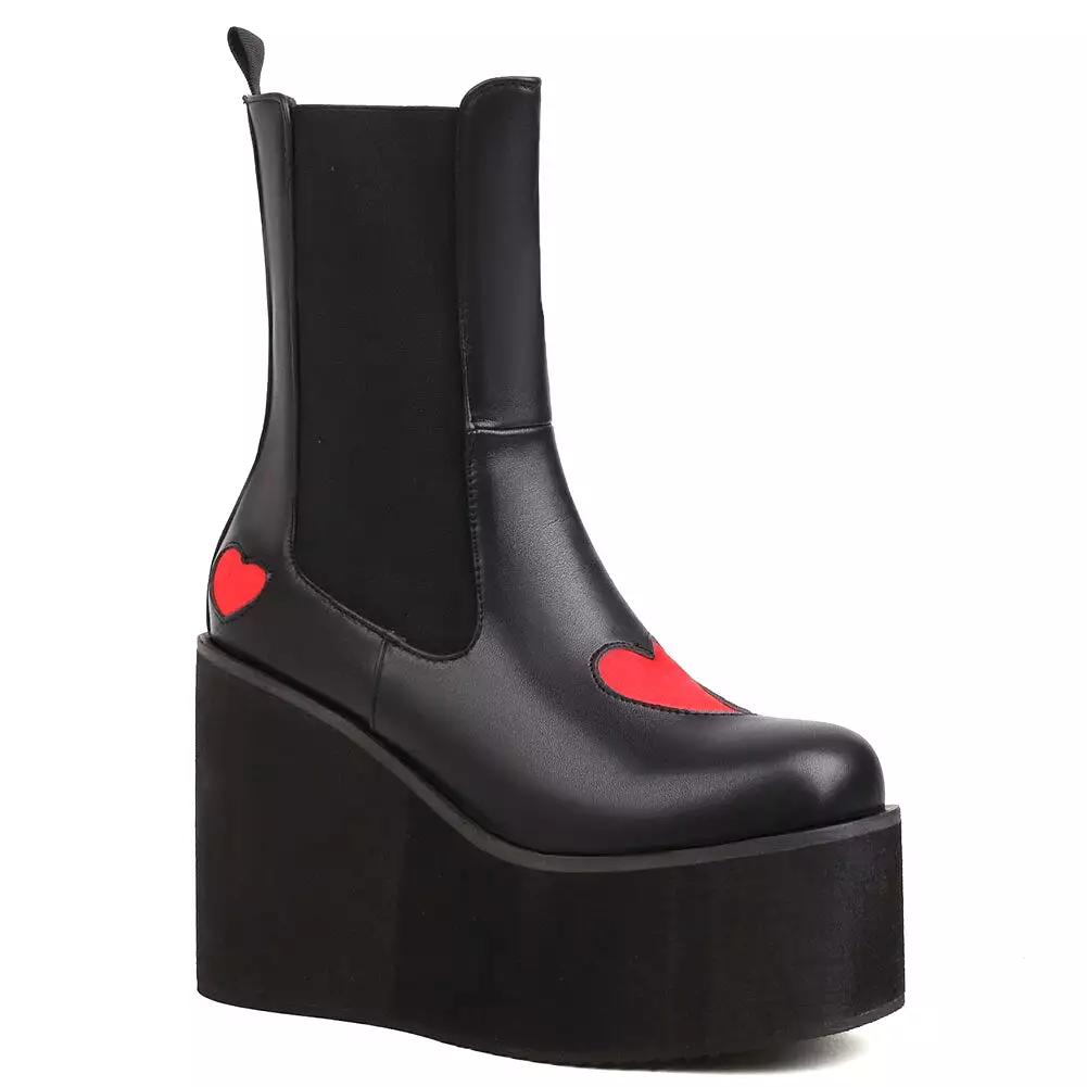 Brand New Female Platform Knee High Boots Fashion Heart Wedges High Heels boot