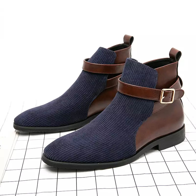 British Style Ankle Boots Classic Matching Buckle Business Shoes