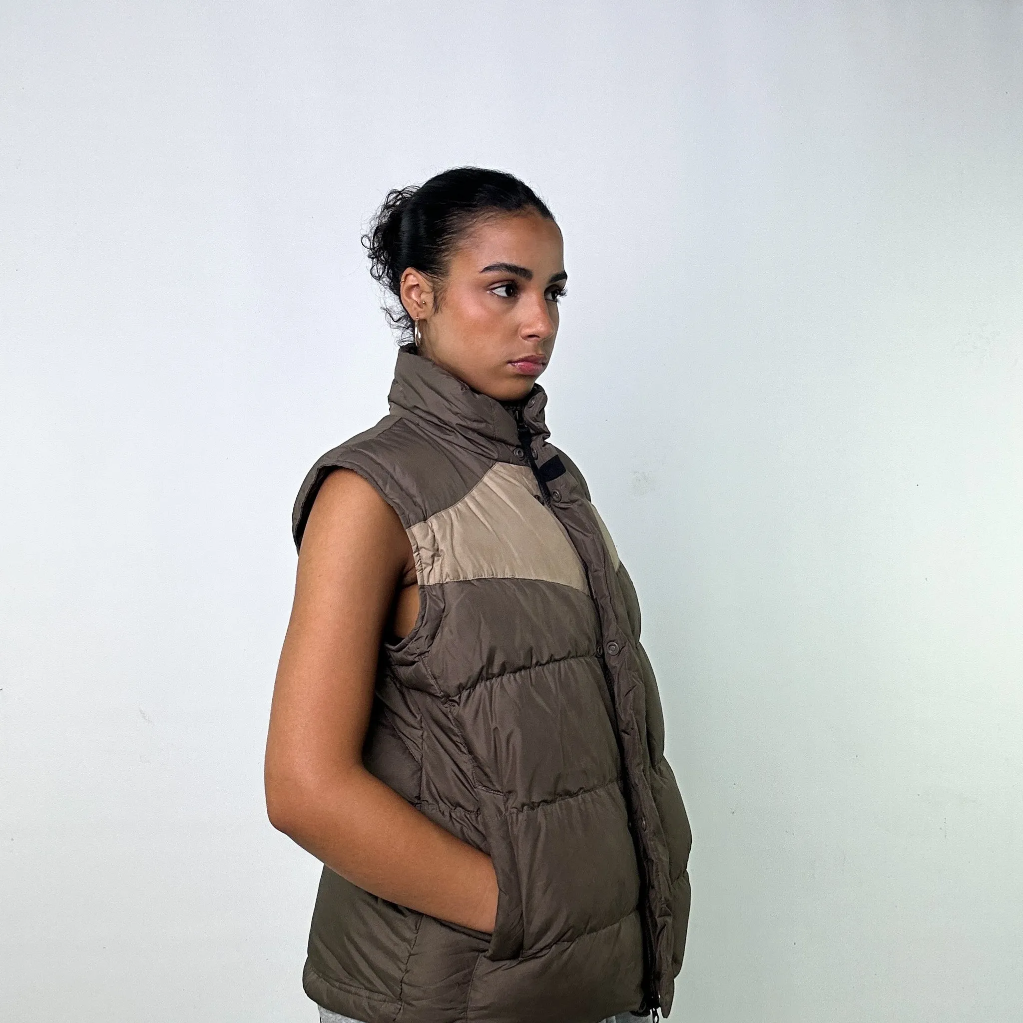 Brown y2ks NIKE Puffer Jacket Coat Gilet (L)