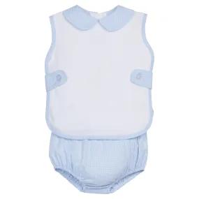 Button Tab Diaper Set - Light Blue Mini Gingham