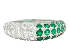 Cartier Paris 2.50 CTW Pavé Emerald Diamond 18 Karat White Gold Vintage Band Ring