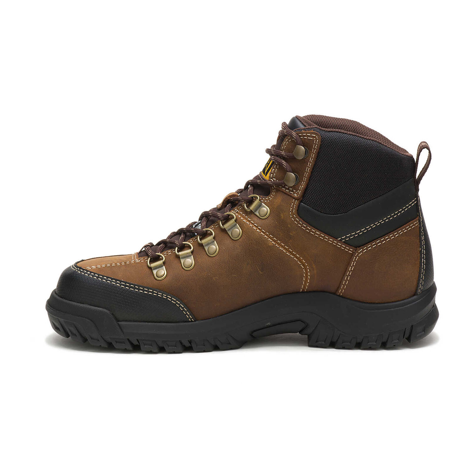 CAT Men's Threshold Waterproof Steel Toe Work Boot in Real Brown