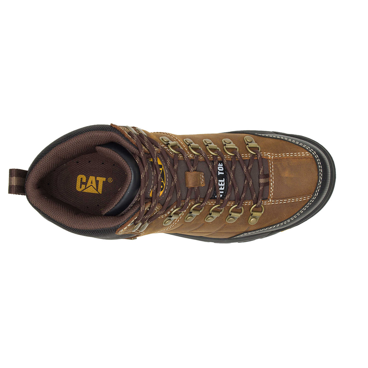 CAT Men's Threshold Waterproof Steel Toe Work Boot in Real Brown