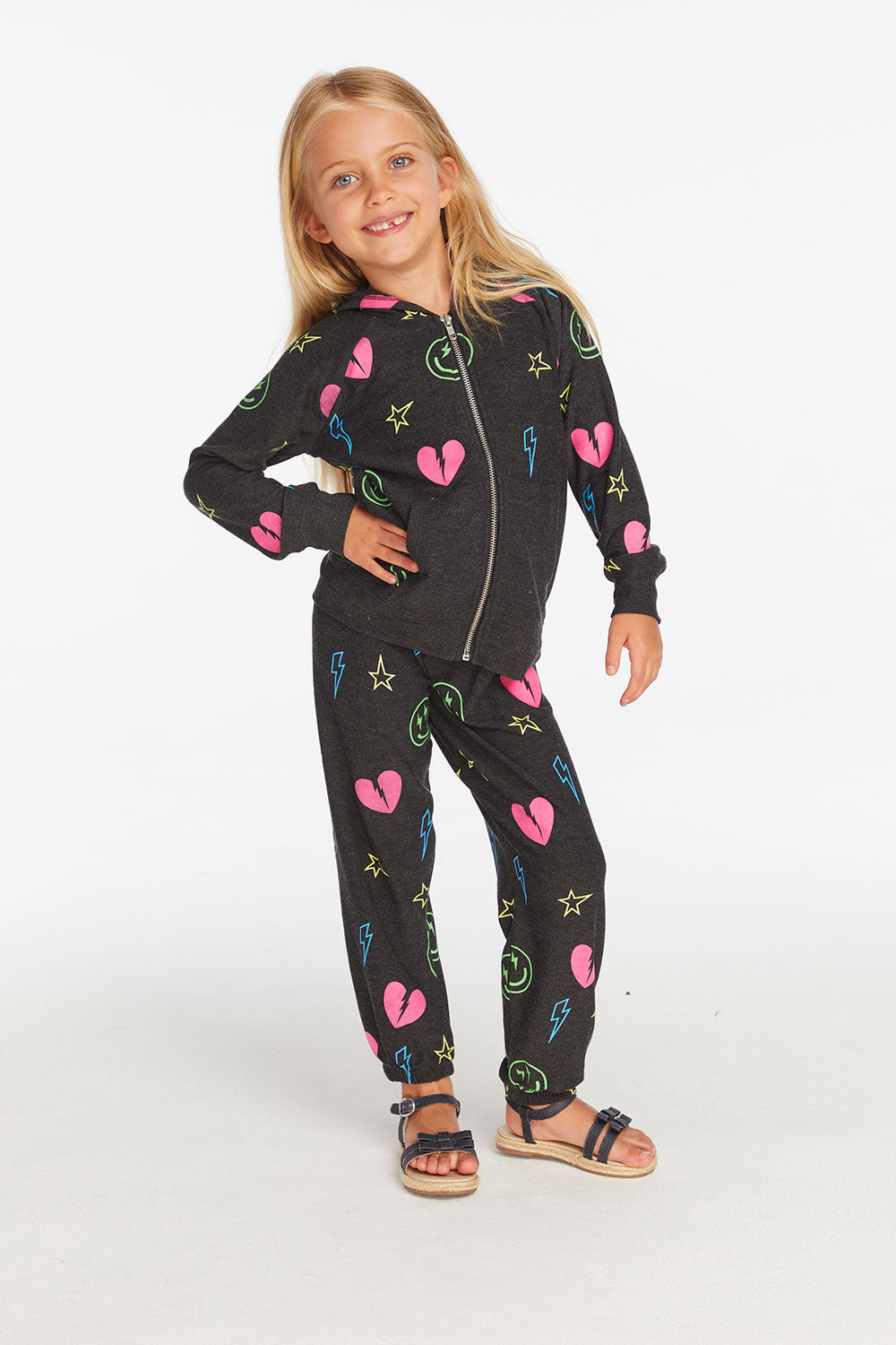 Chaser Neon Heart & Smiles Girls Pant