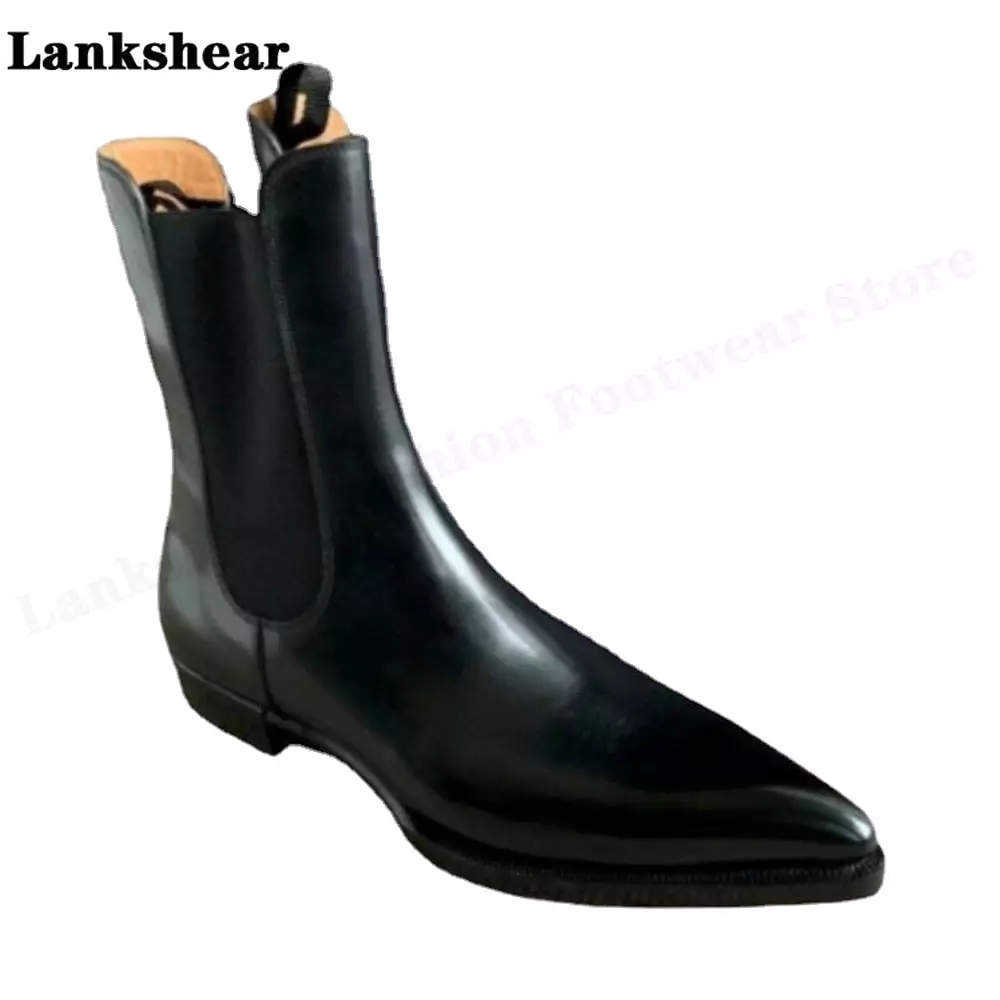 Chelsea Boots Brand Dress  Mid Calf Business Ankle Boots Leather Shoes