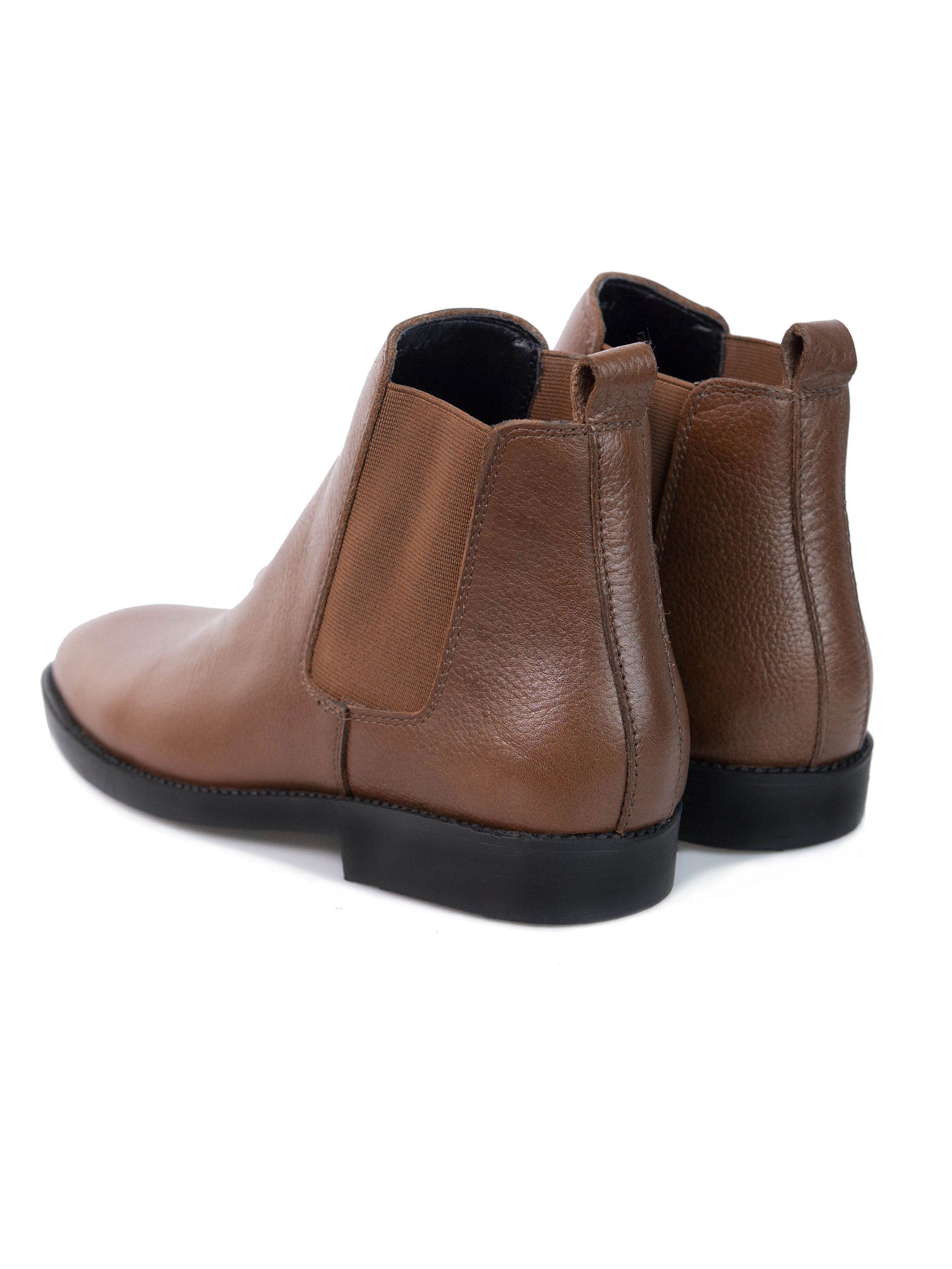 Chelsea Boots - Tobacco Brown Pebble Grain Leather (Crepe Sole)