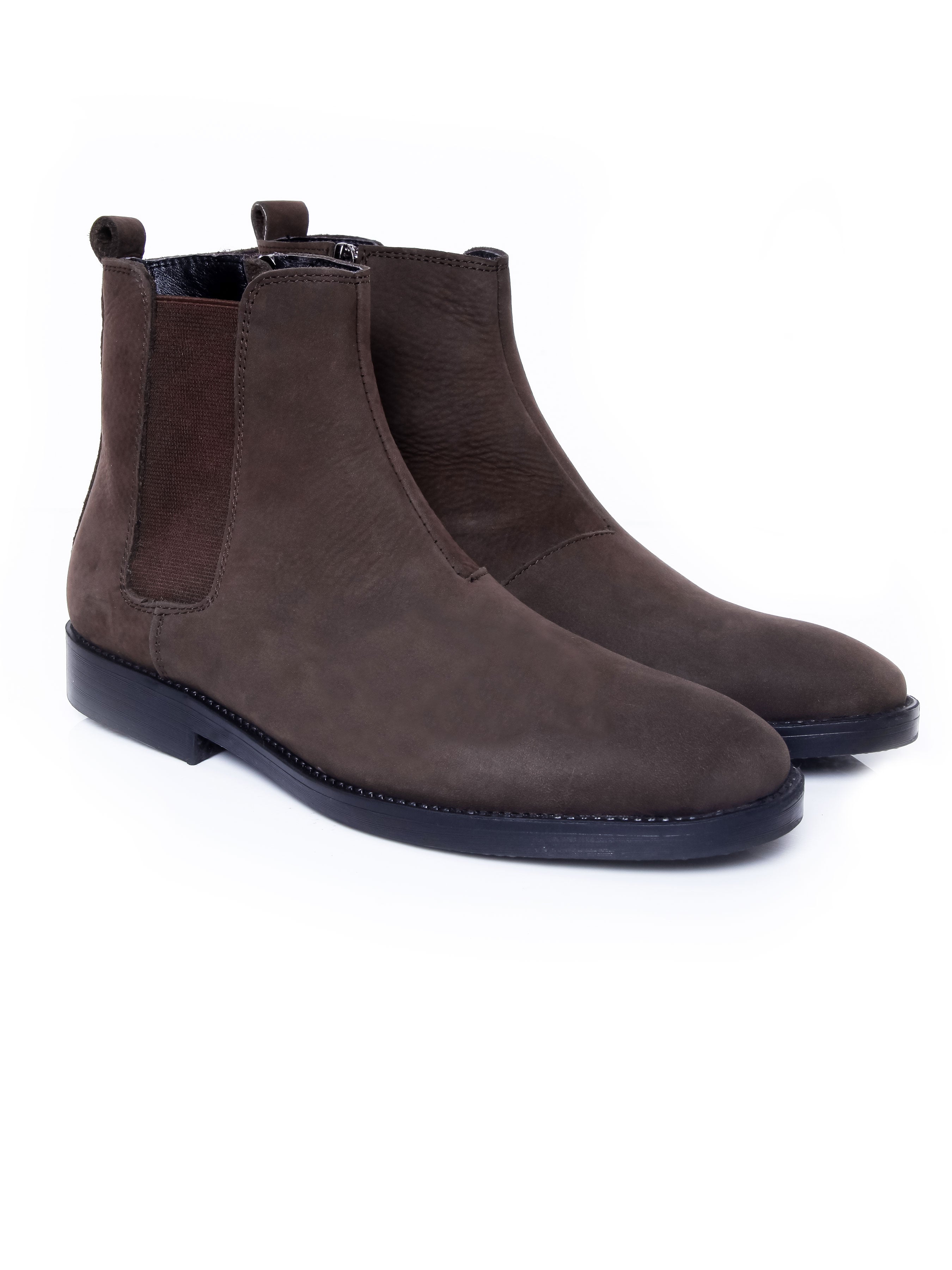 Chelsea Boots With Zipper - Coffee Nubuck Leather (Crepe Sole)