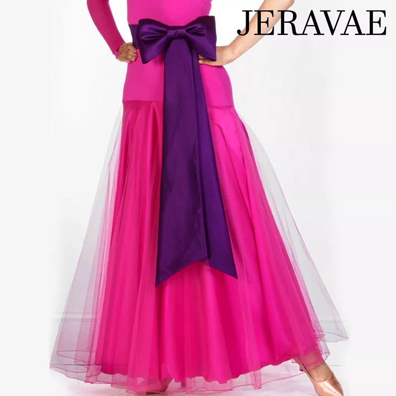 Chiffon and Satin Long Ballroom Practice Skirt Available in 5 Colors and Sizes S-XL PRA 004