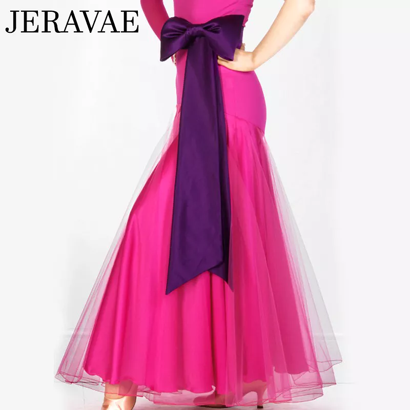 Chiffon and Satin Long Ballroom Practice Skirt Available in 5 Colors and Sizes S-XL PRA 004