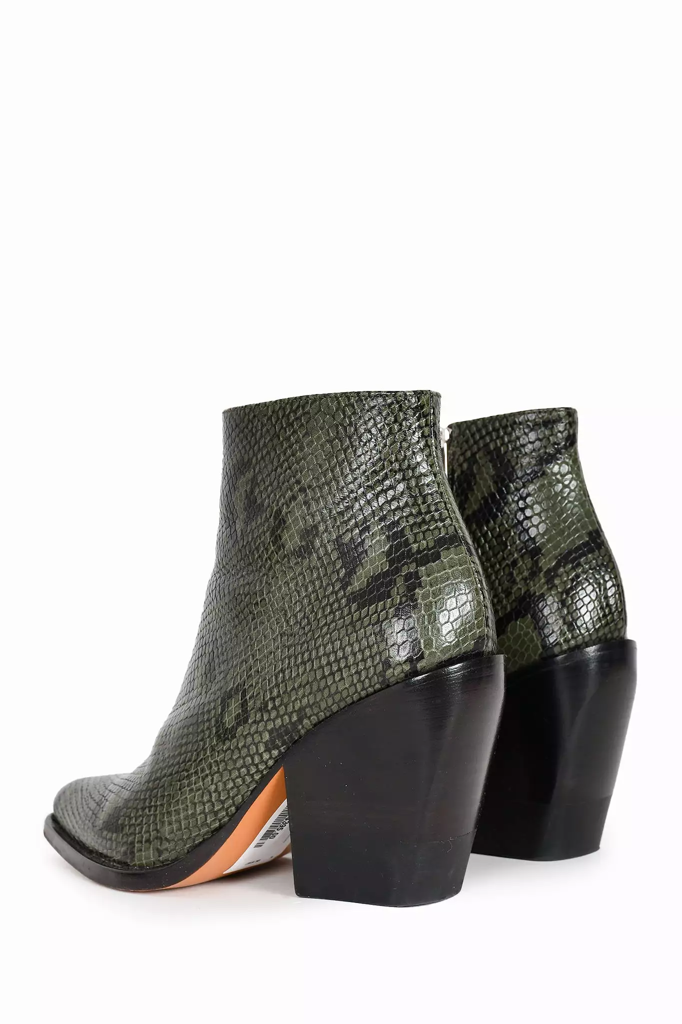 Chloe Green/Black Snakeskin Leather Heeled Boots Size 38.5