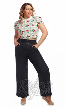 Collectif Rebel Kate Wide Leg Stretch Denim Jeans