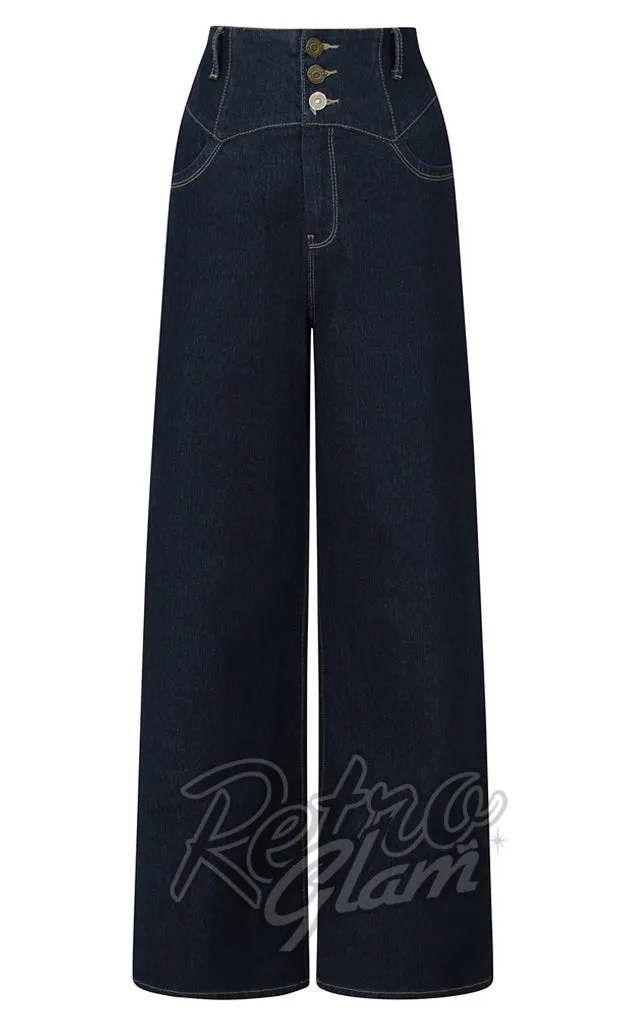 Collectif Rebel Kate Wide Leg Stretch Denim Jeans