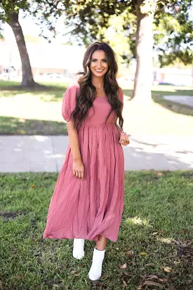 Come On Over Dusty Rose Dress