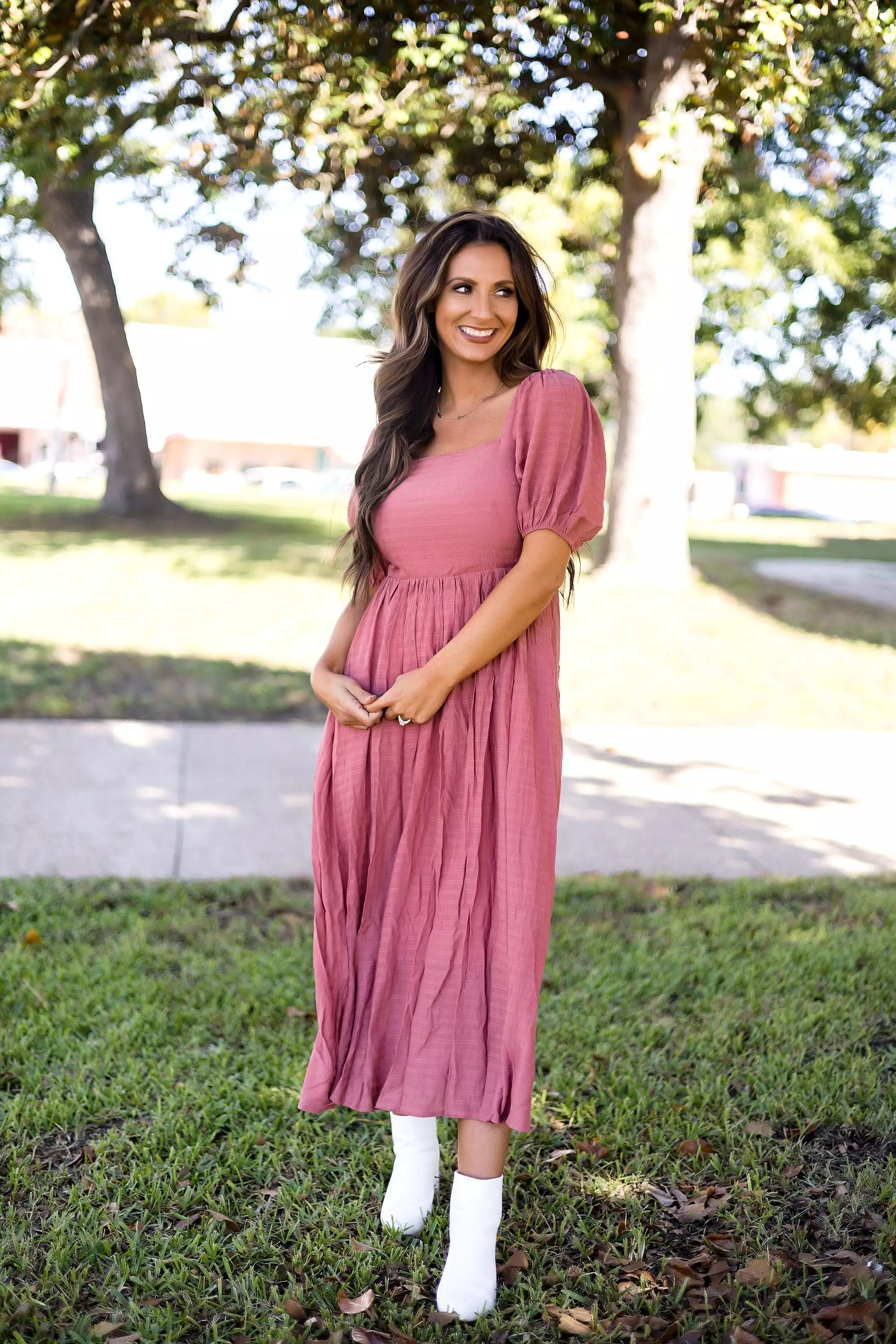 Come On Over Dusty Rose Dress