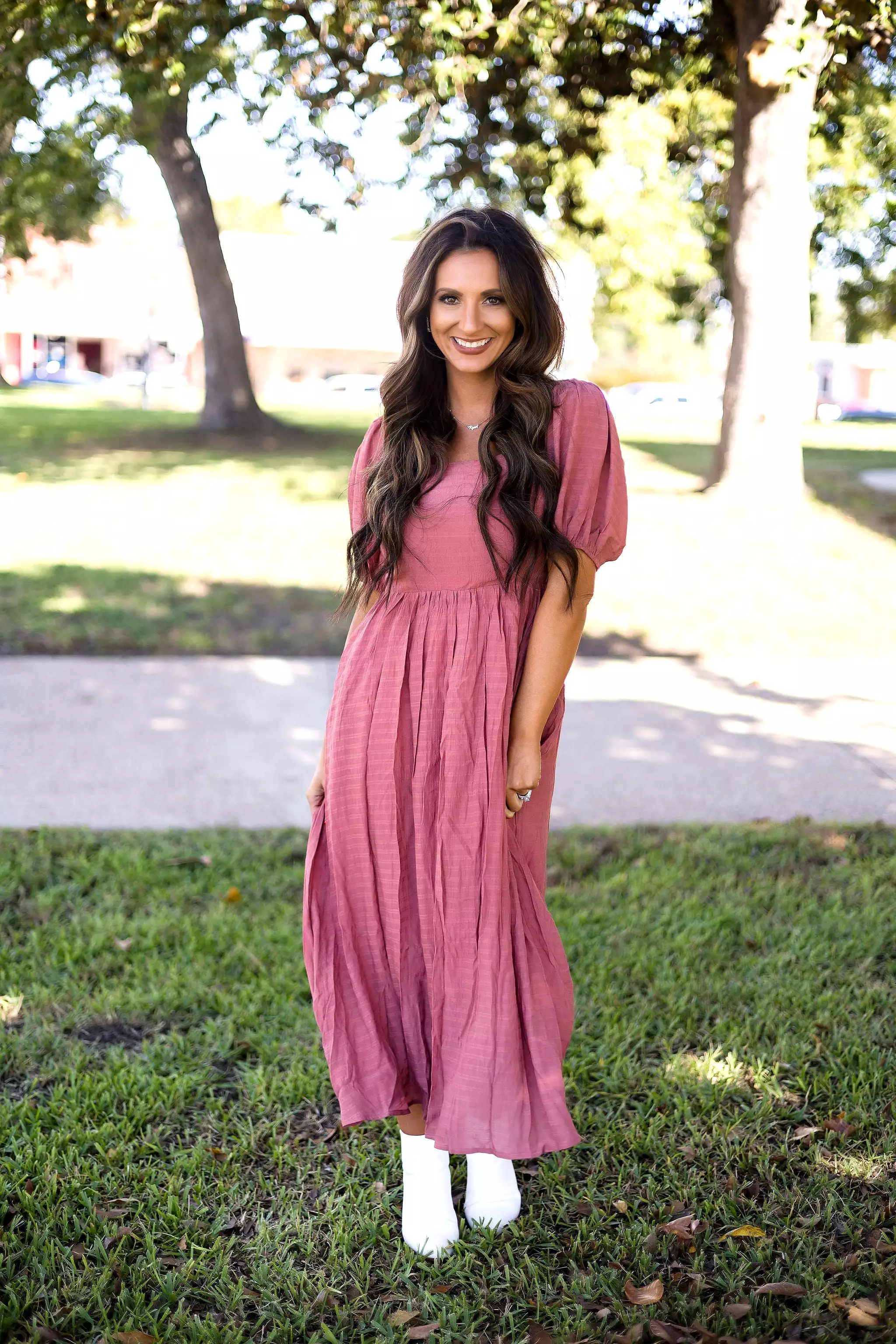 Come On Over Dusty Rose Dress