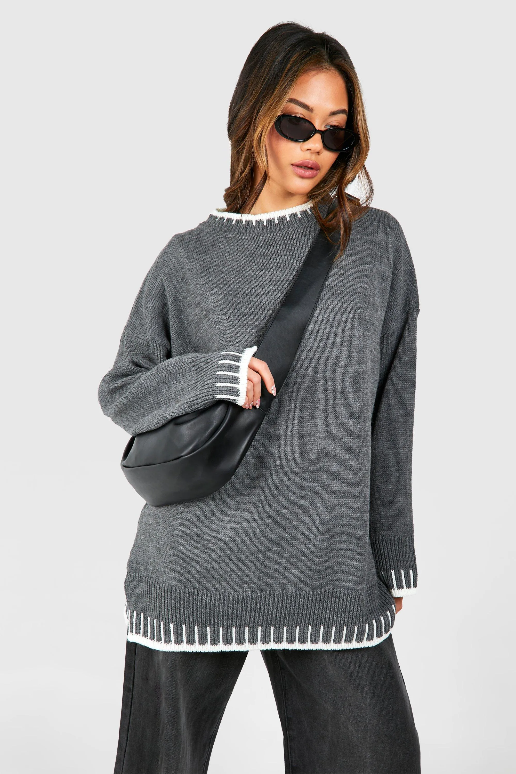 Contrast Stitch Detail Sweater