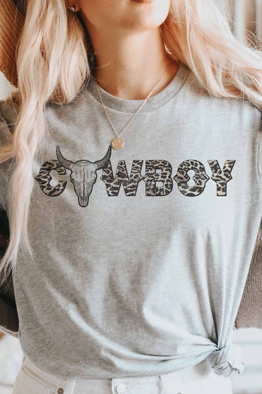 COWBOY LEOPARD GRAPHIC TEE PLUS SIZE