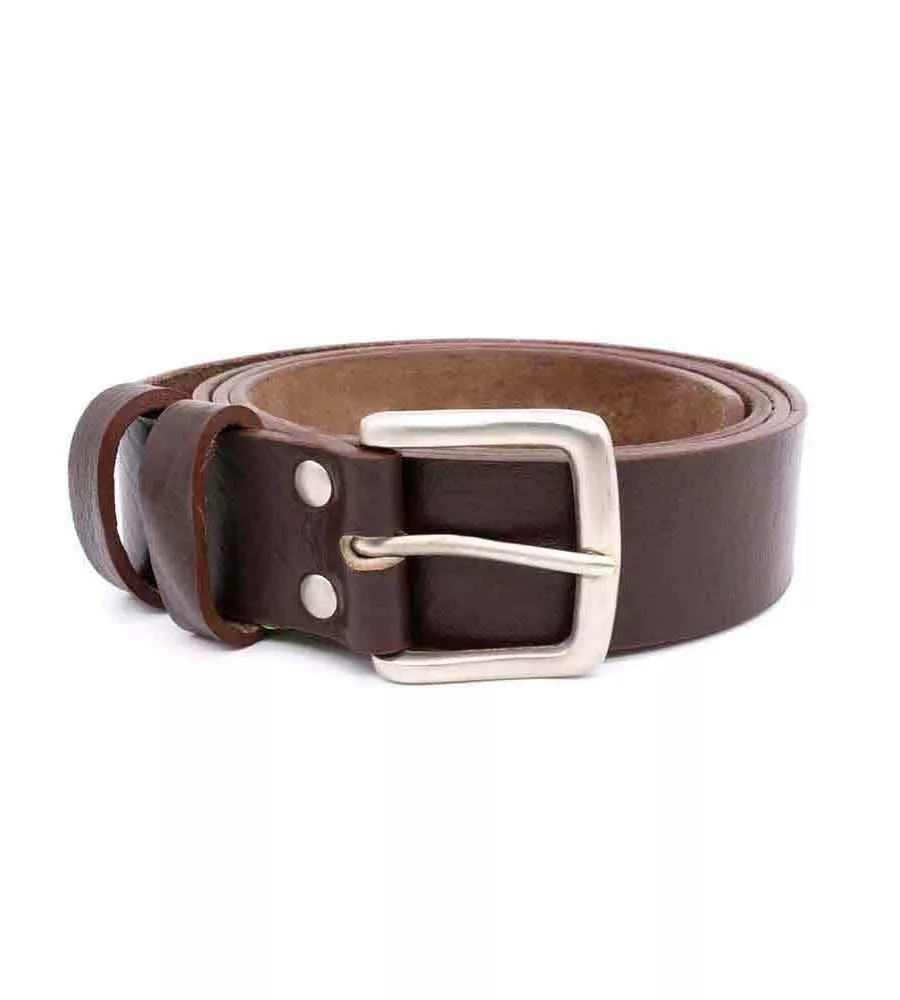 D555 BIG MENS BROWN HAND CRAFTED REAL LEATHER HIDE BELT 3.7 CM WIDTH (LIA