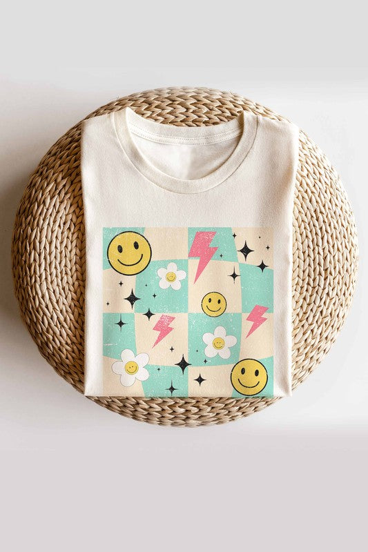 DAISY SMILEY CHECKER GRAPHIC TEE PLUS SIZE