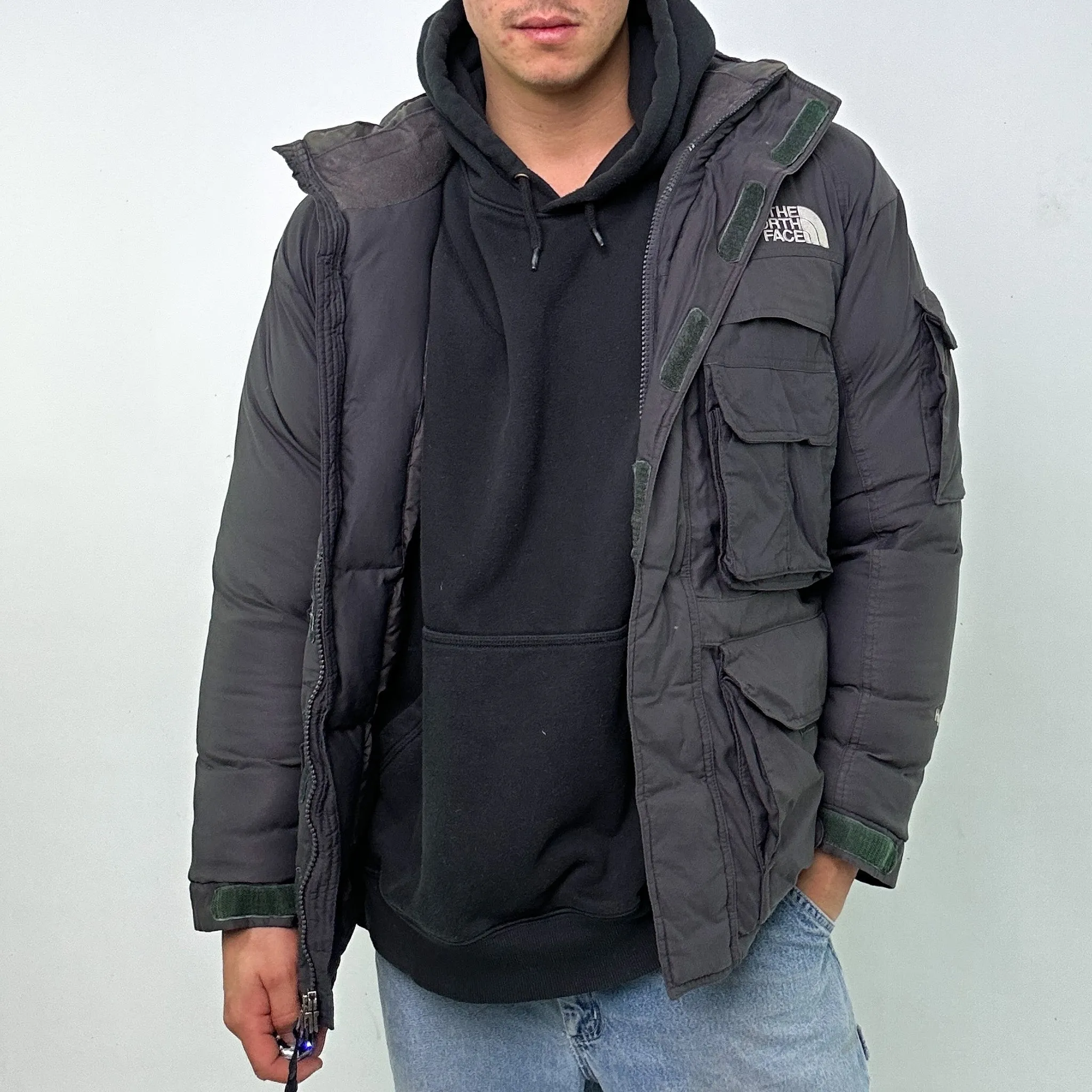 DARK GREY 90S THE NORTH FACE HYVENT PUFFER JACKET COAT (