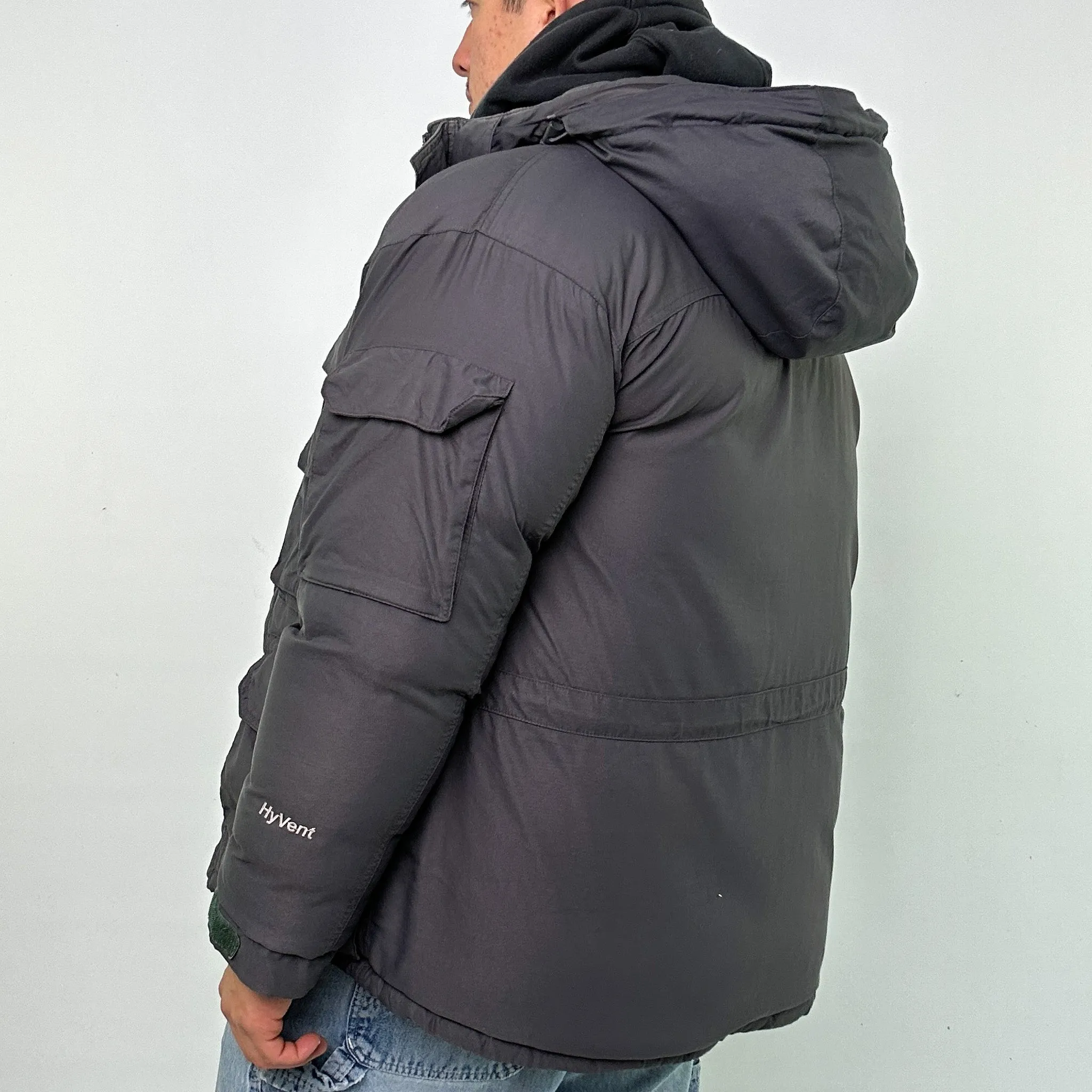 DARK GREY 90S THE NORTH FACE HYVENT PUFFER JACKET COAT (