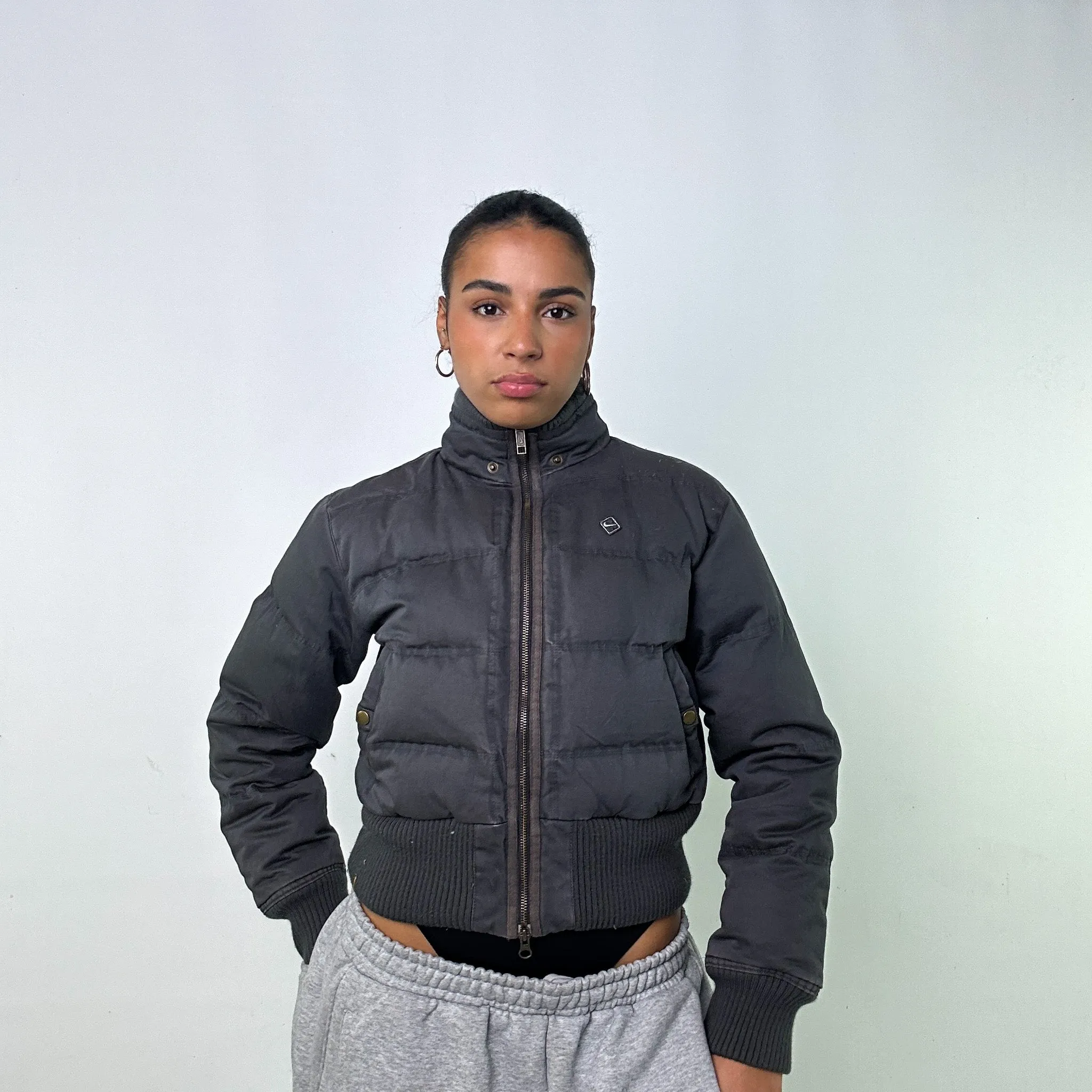 Dark Grey y2ks NIKE Puffer Jacket Coat (XS)