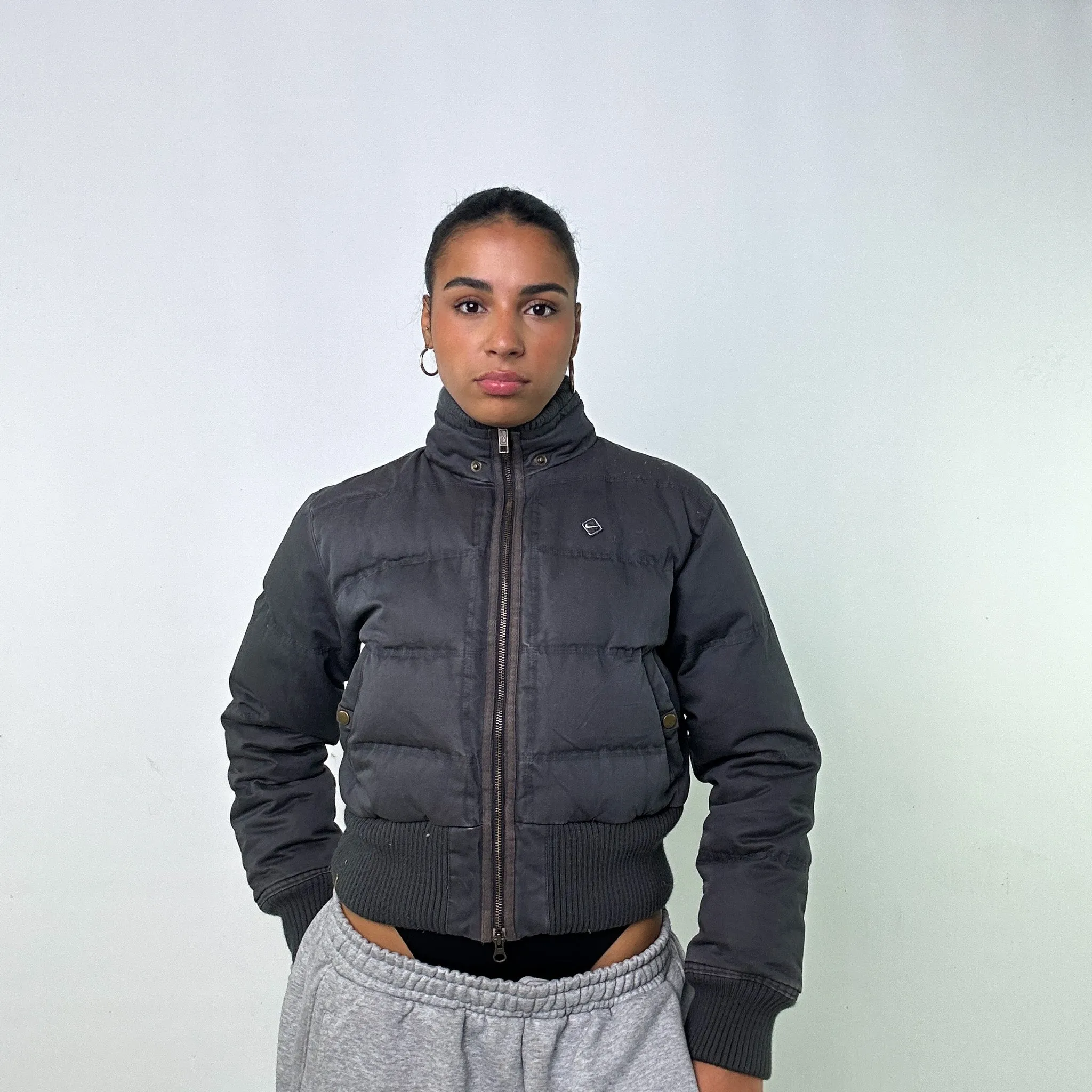 Dark Grey y2ks NIKE Puffer Jacket Coat (XS)